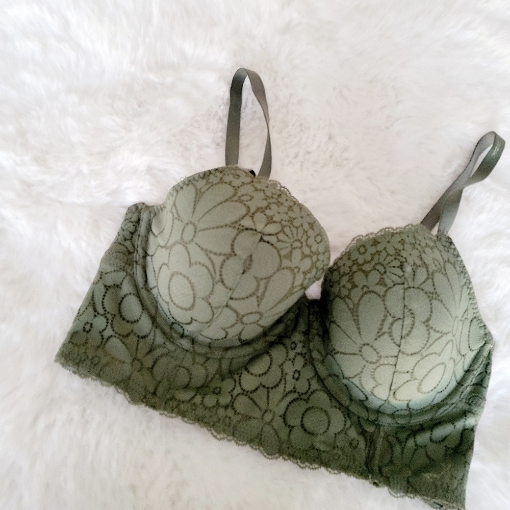 🌷AERIE REAL HAPPY DEMI LIGHTLY LINED CANDY LACE BRA SIZE 34D - Picture 5 of 7